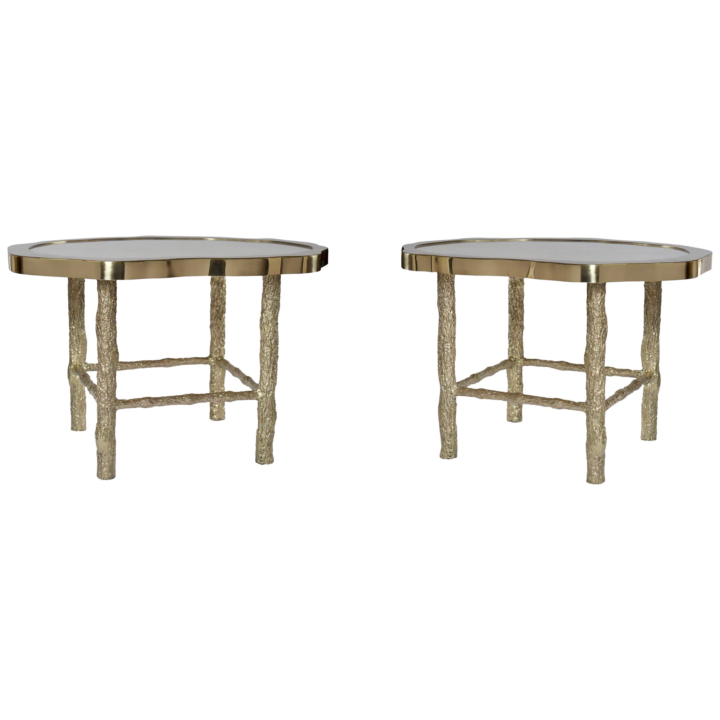 Pareja de TWB Rock Crystal Quartz Cocktail Tables de Phoenix