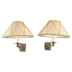 Pair of Twentieth Century Brass Folding Sconces and Bedside Lamps.