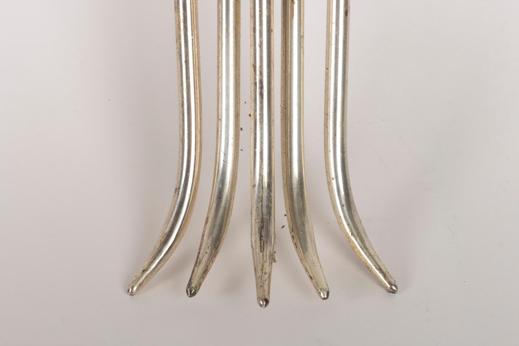Pair of 20th Century Silver Bronze Wall Lamps, 4 Lights 1