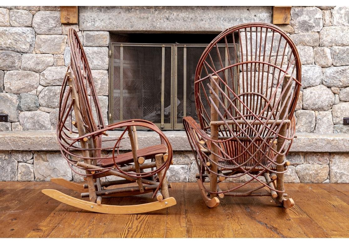 Pair Of Twig And Branch Rustic Style  Rocking Chairs For Sale 5