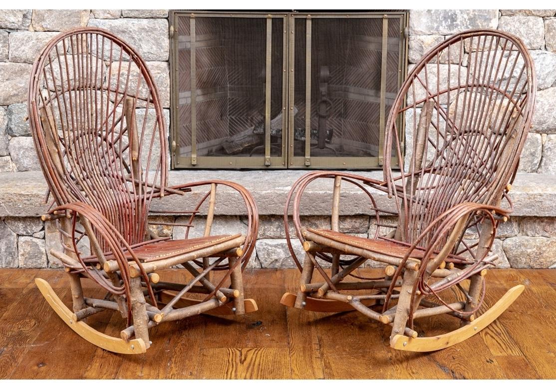 Pair Of Twig And Branch Rustic Style  Rocking Chairs For Sale 11