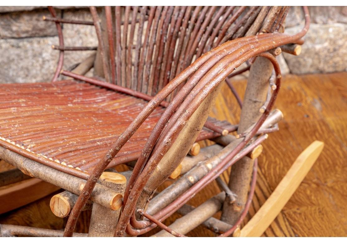 Pair Of Twig And Branch Rustic Style  Rocking Chairs In Good Condition For Sale In Bridgeport, CT