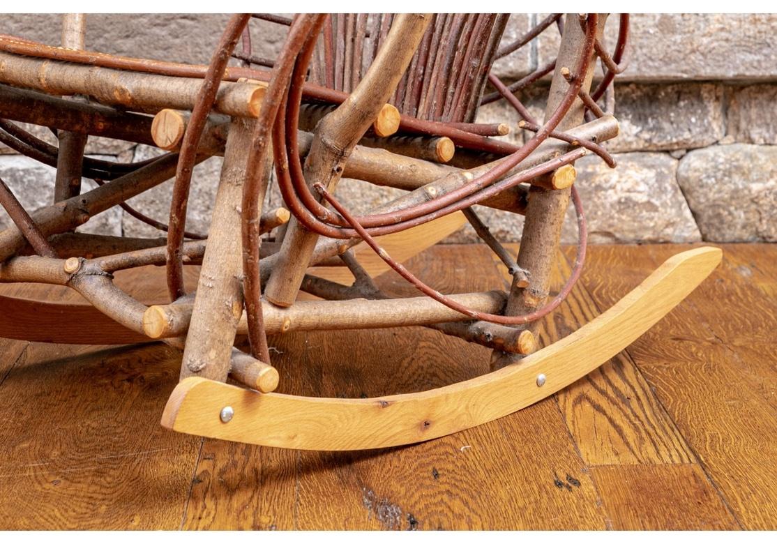 Pair Of Twig And Branch Rustic Style  Rocking Chairs For Sale 1