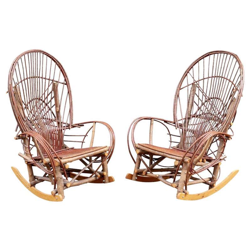 Slated Wood and Tree Branch Artist Studio Rocking Chair at 1stDibs ...