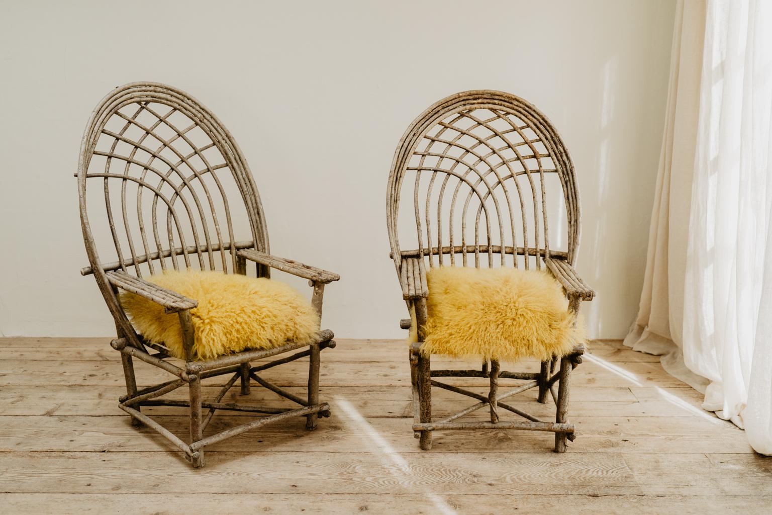 Contemporary Pair of Twig Armchairs
