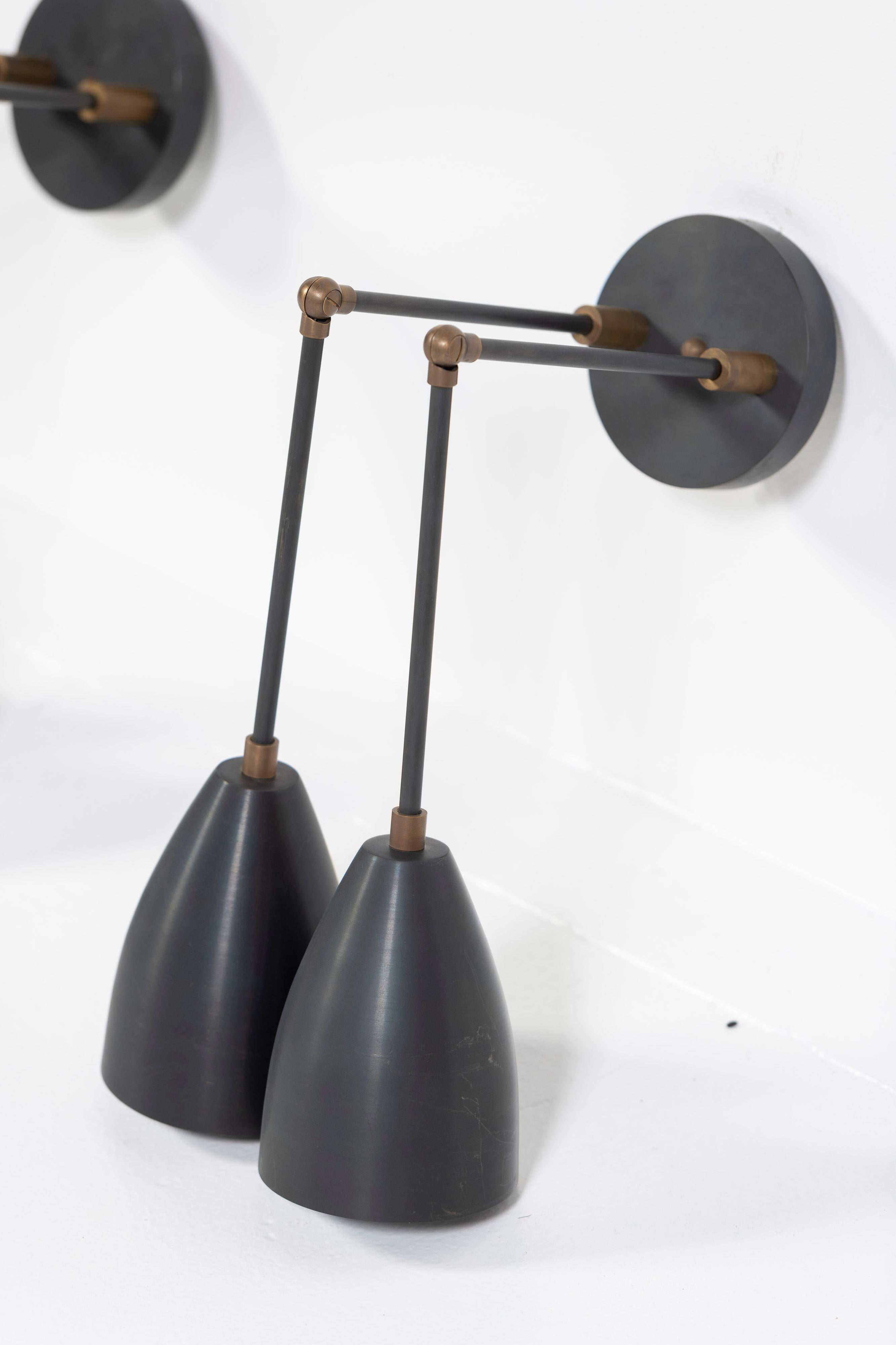 Pair of Twig Downlight Blackened Brass Wall Fixtures, APPARATUS, 2000s, US In Good Condition In San Francisco, CA
