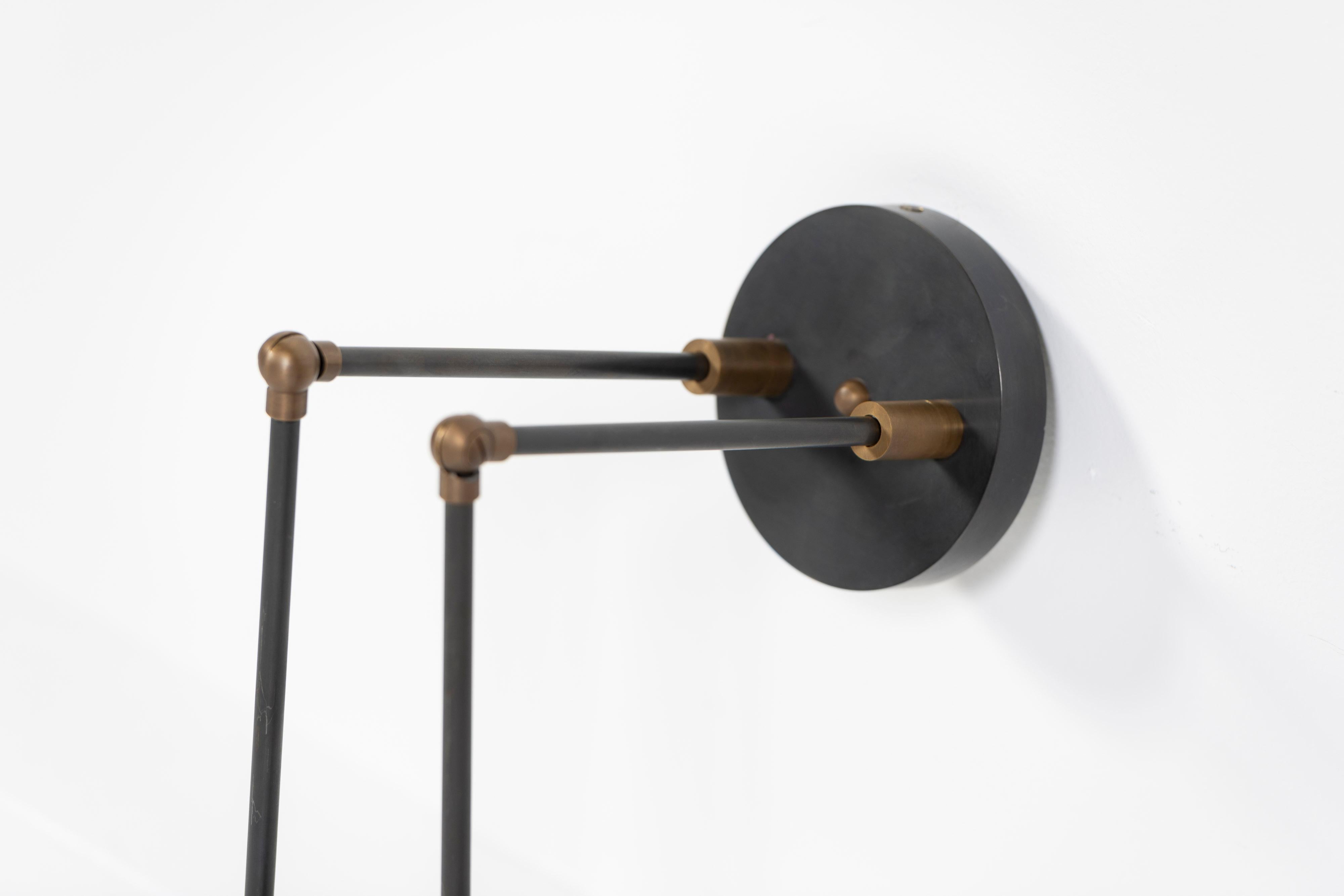 Contemporary Pair of Twig Downlight Blackened Brass Wall Fixtures, APPARATUS, 2000s, US