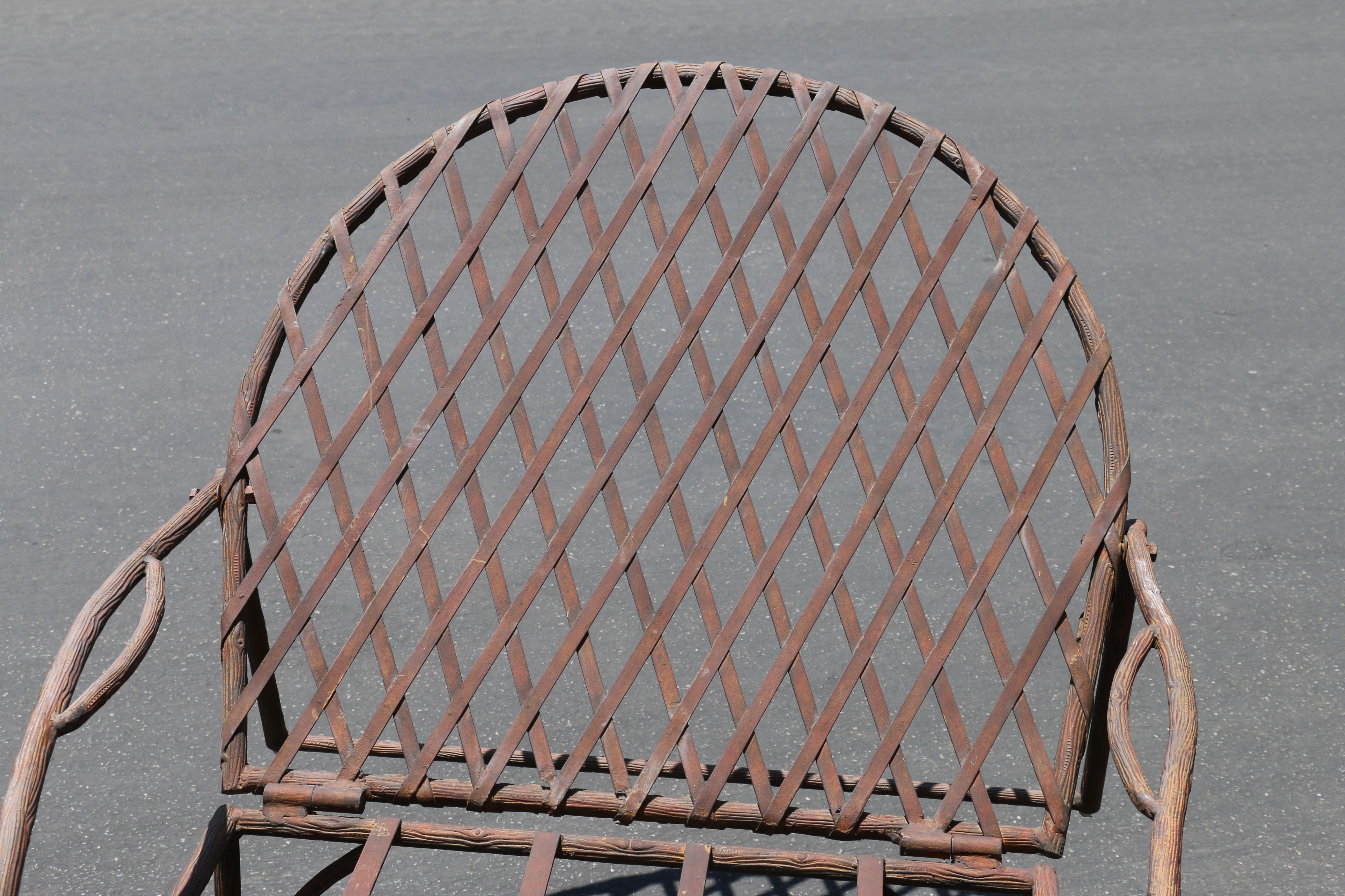 Pair of Twig Wrought Iron Outdoor Chaise Lounge by Rose Tarlow Melrose House For Sale 3