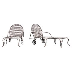 Pareja de tumbonas de exterior de hierro forjado Twig de Rose Tarlow Melrose House