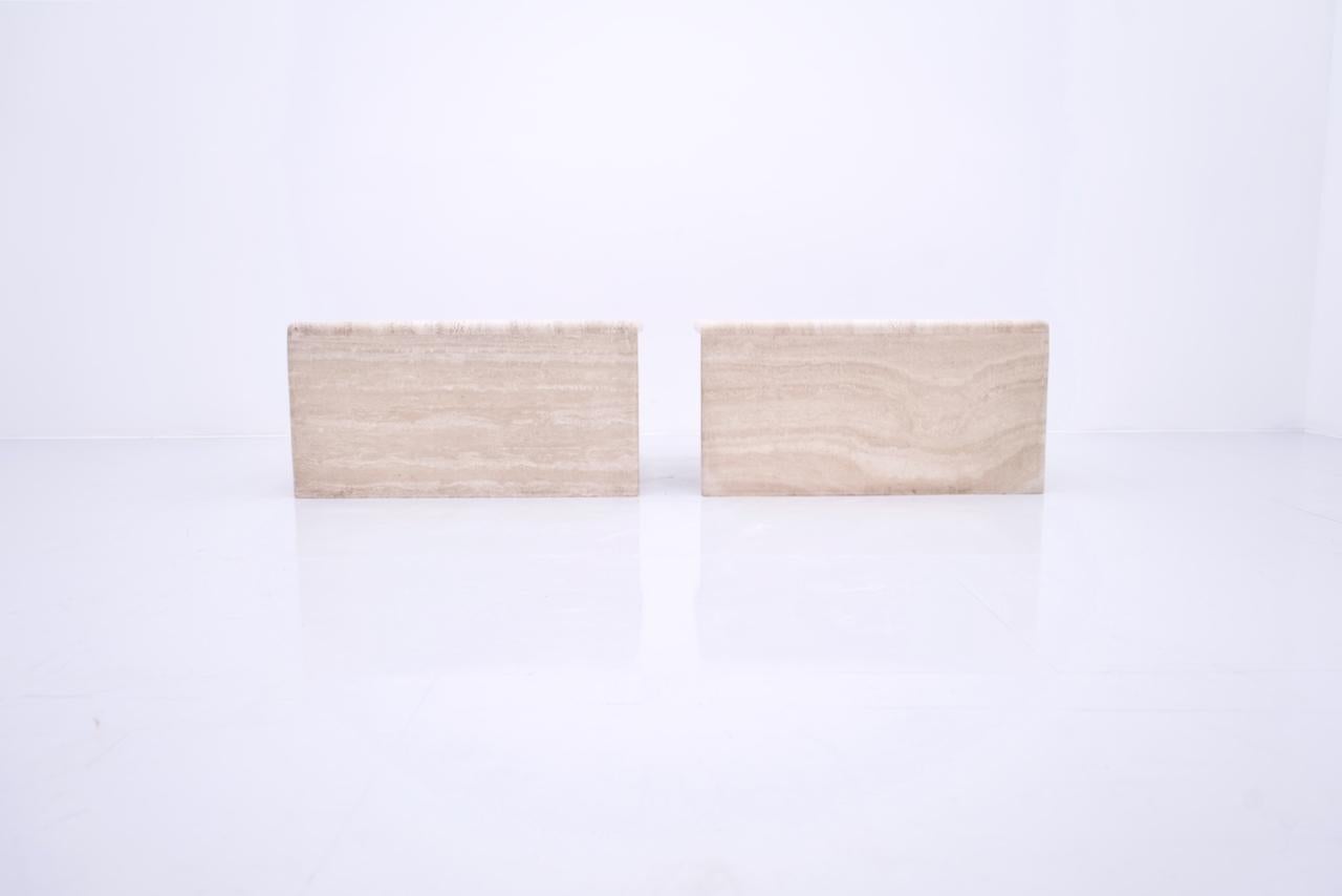 Pair of Twin Coffee Tables in Italian Travertine Stone, 1970s 7
