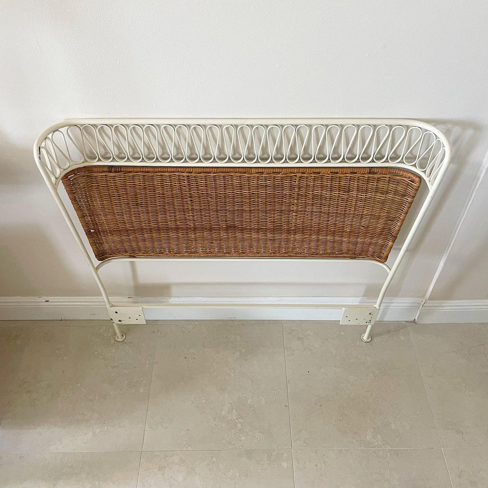 Caning Pair of Twin Headboards by John Salterini, Circa 1950, Made in Italy