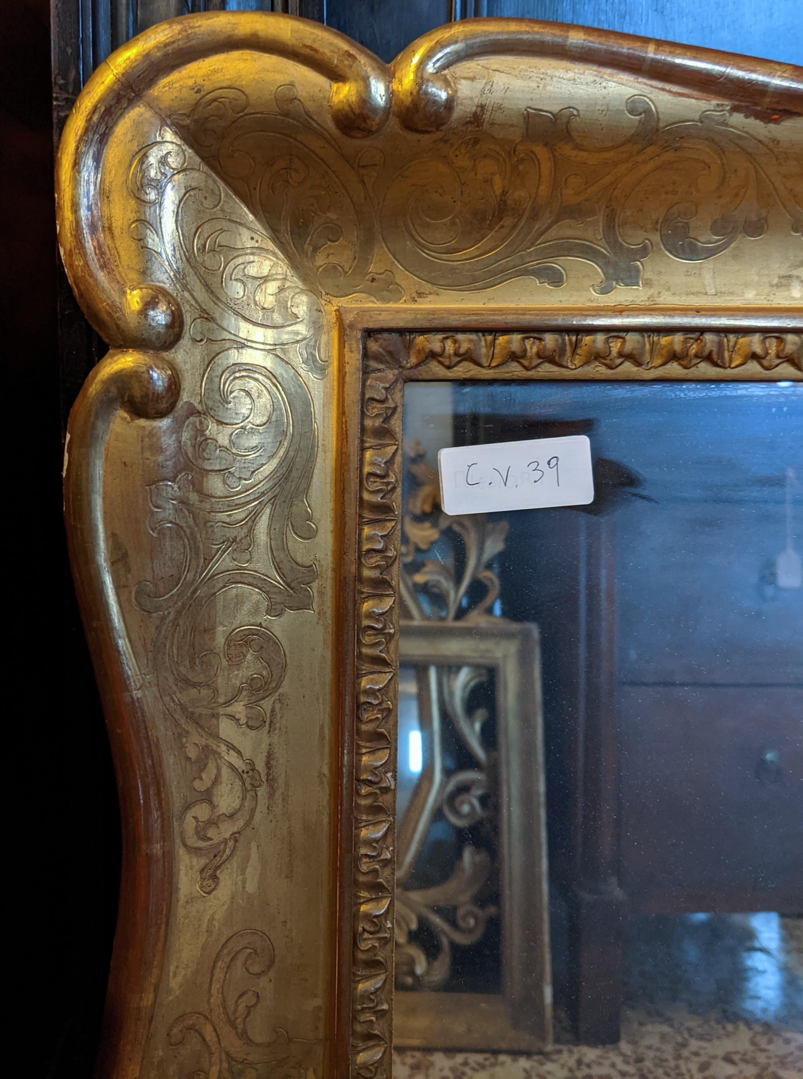 Hand-Crafted Pair of Twin Mirrors, Punched Frame, Gold Leaf, 1800 For Sale