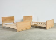 Pair of Twin Scandanivian Modern Style Cerused Oak Beds