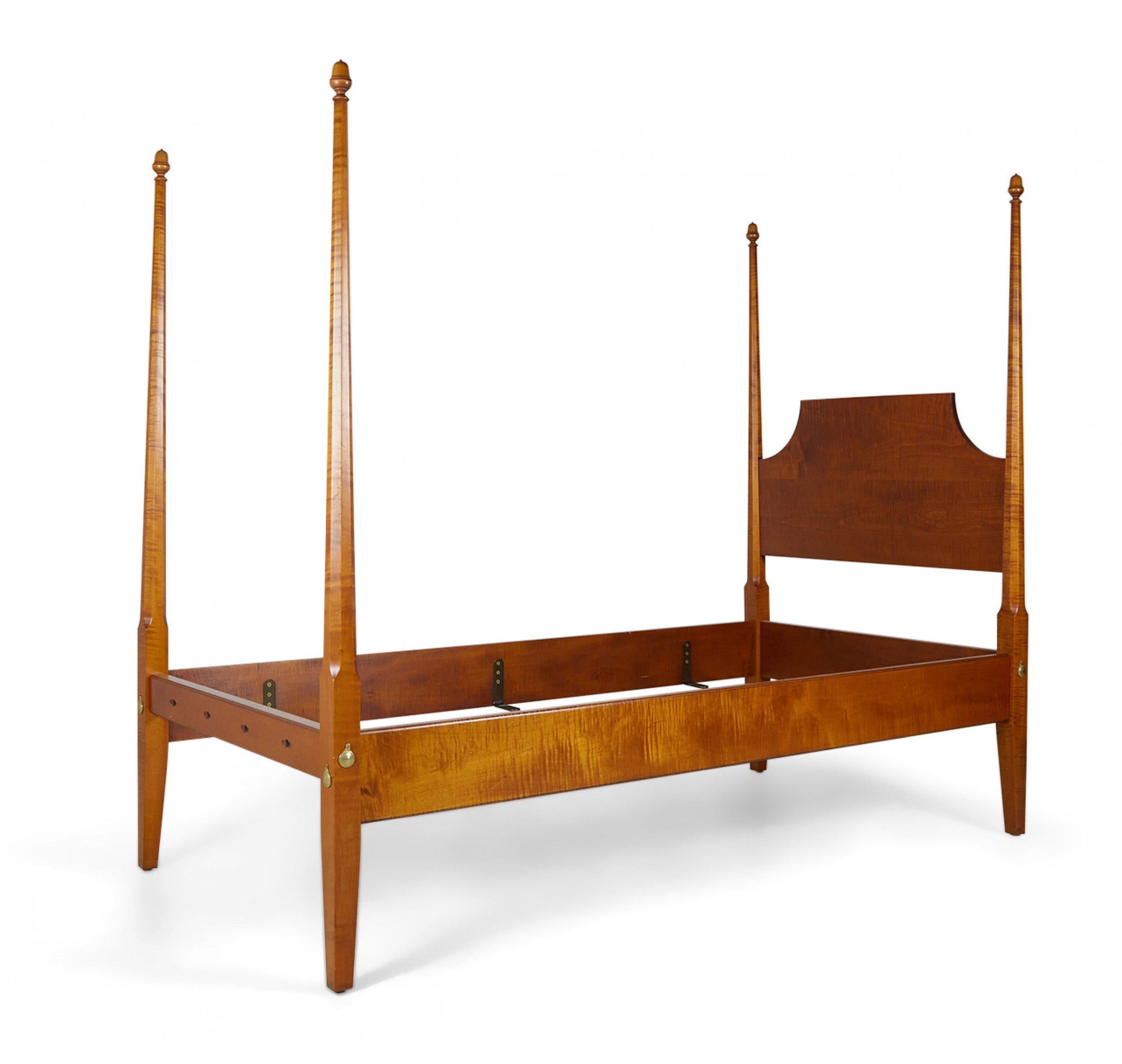 Pair of Twin Size 4Poster Tiger Maple Beds For Sale at 1stDibs 4