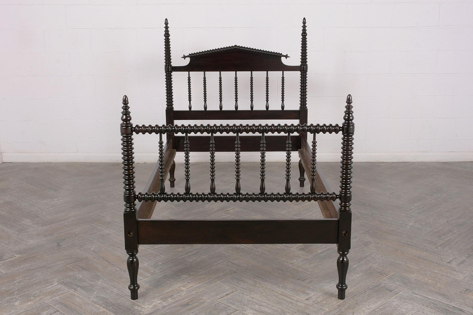 Early 20th Century Pair of Twin Size Beds Regency Style with Ebonized Finish, circa 1900s