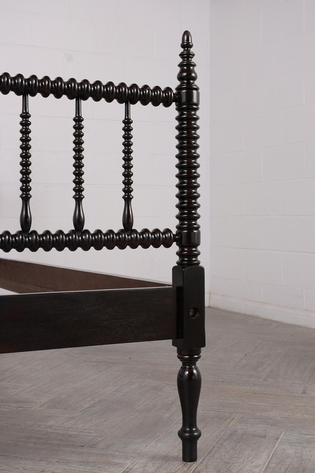 Wood Pair of Twin Size Beds Regency Style with Ebonized Finish, circa 1900s