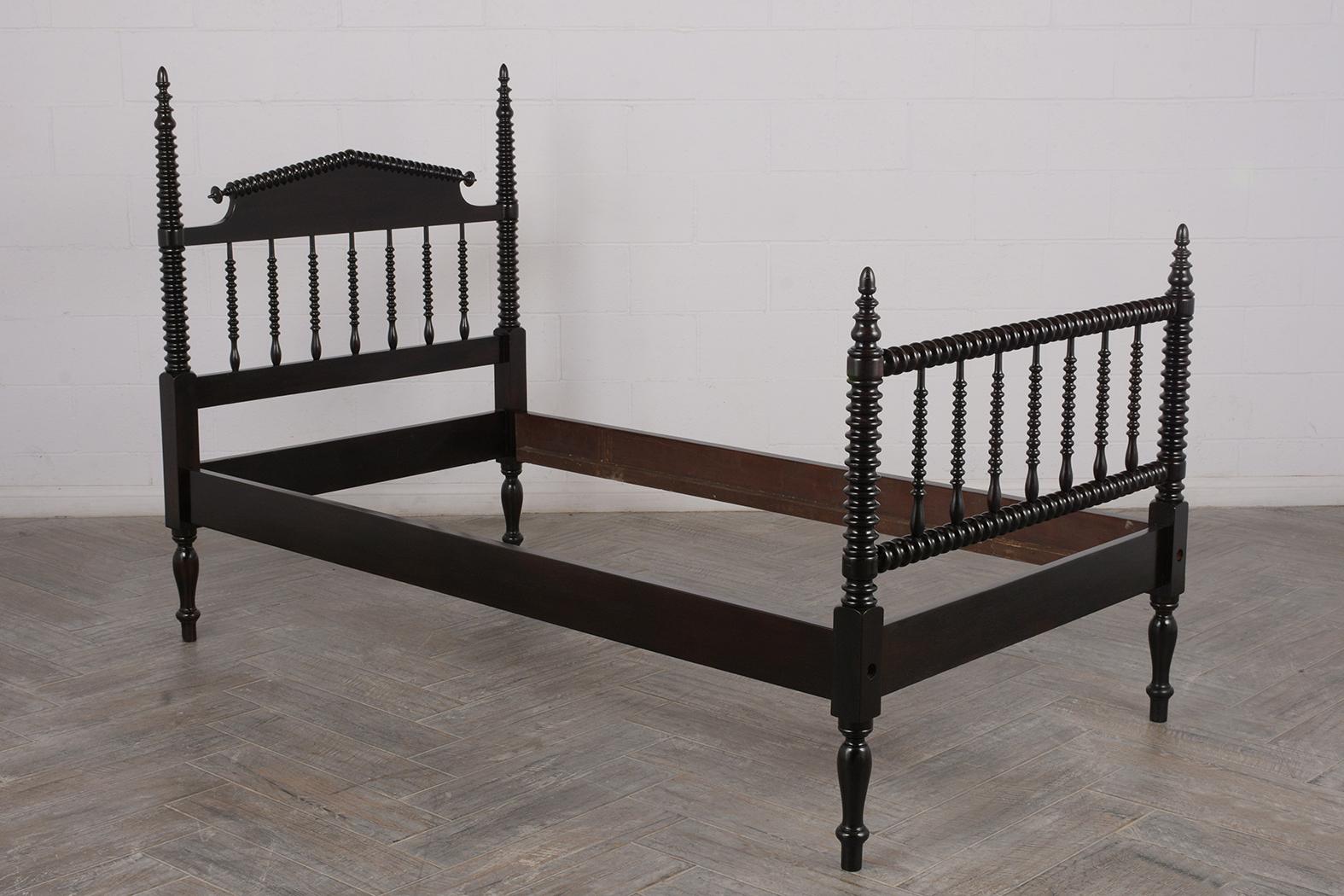 Pair of Twin Size Beds Regency Style with Ebonized Finish, circa 1900s 1