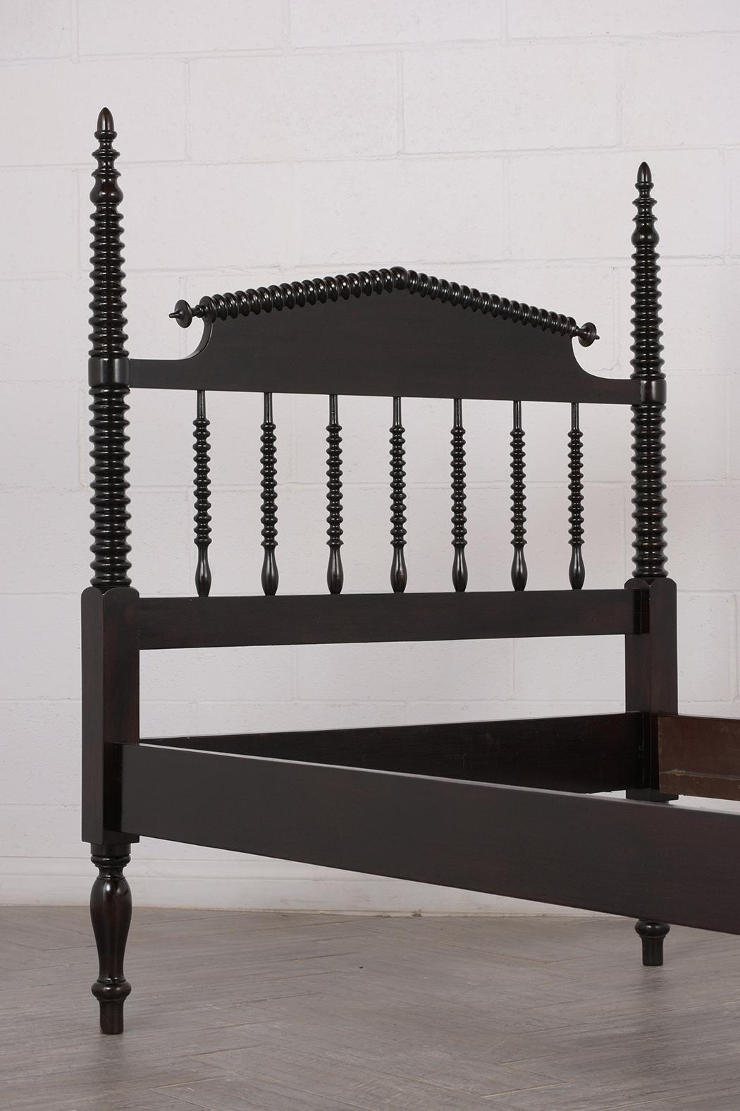 Pair of Twin Size Beds Regency Style with Ebonized Finish, circa 1900s 2