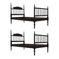 Antique Pair of Twin Size Beds Regency Style with Ebonized Finish, circa 1900s