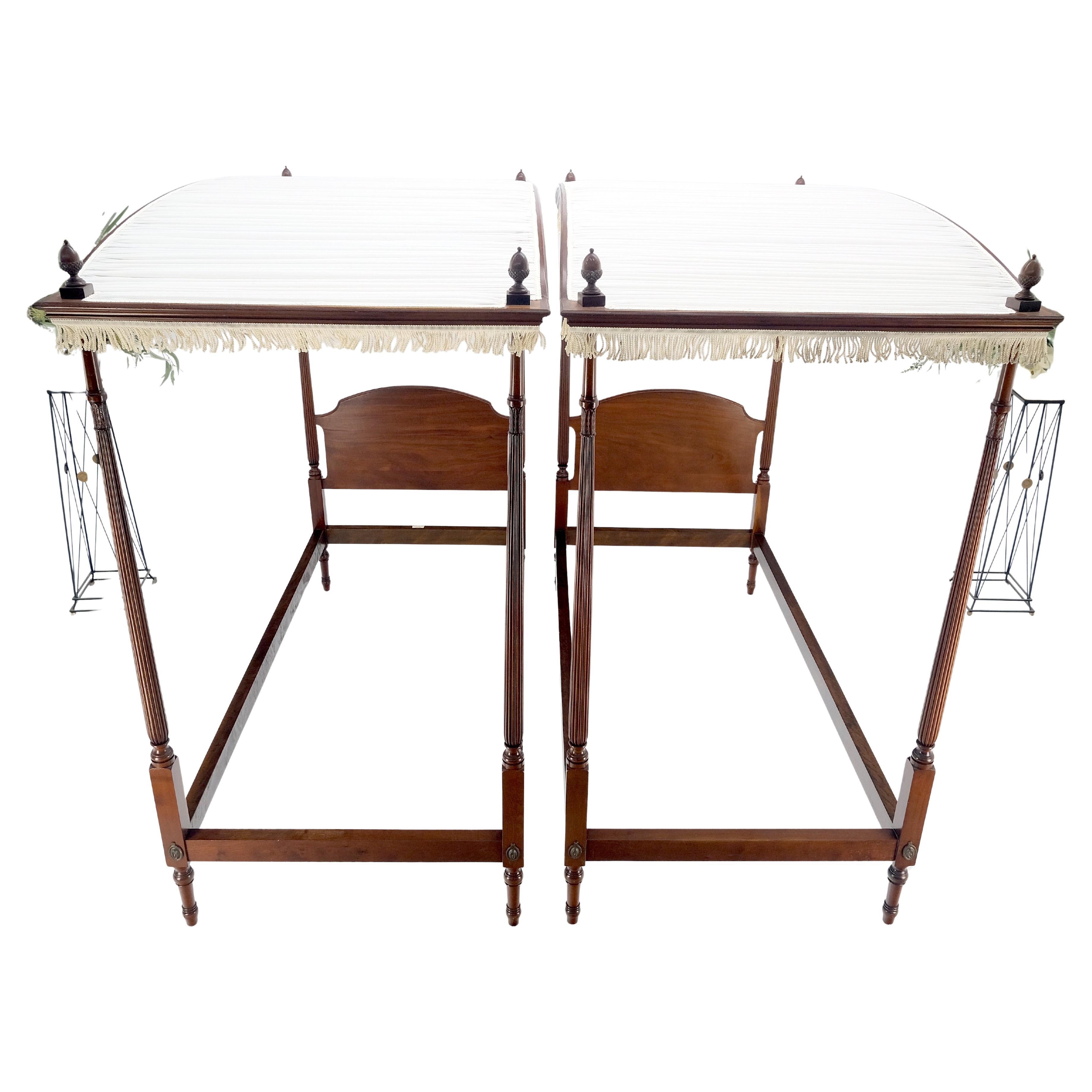 Pair of Twin Size Mahogany Canopy Beds by Smith & Watson MINT