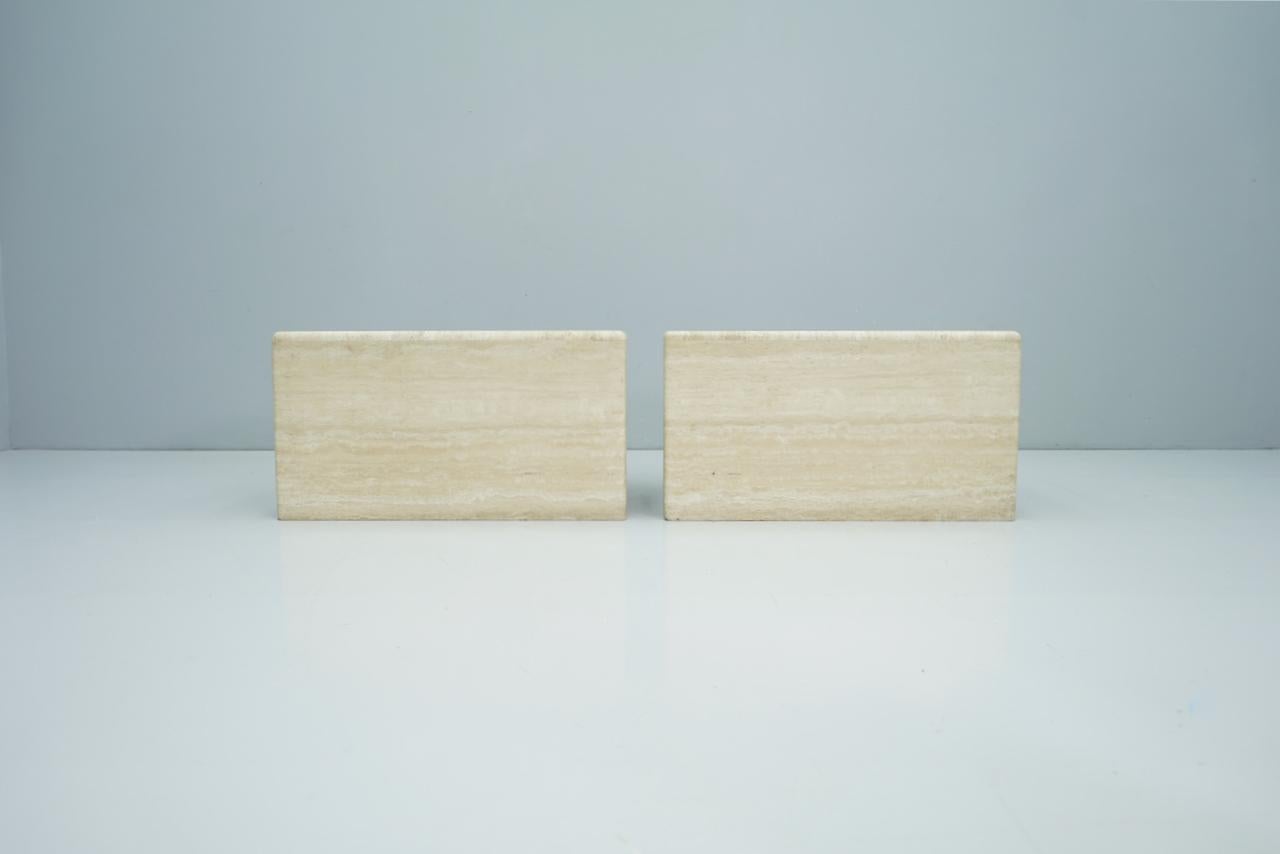 Pair of Twin Travertine Coffee or Side Tables, 1970s 8