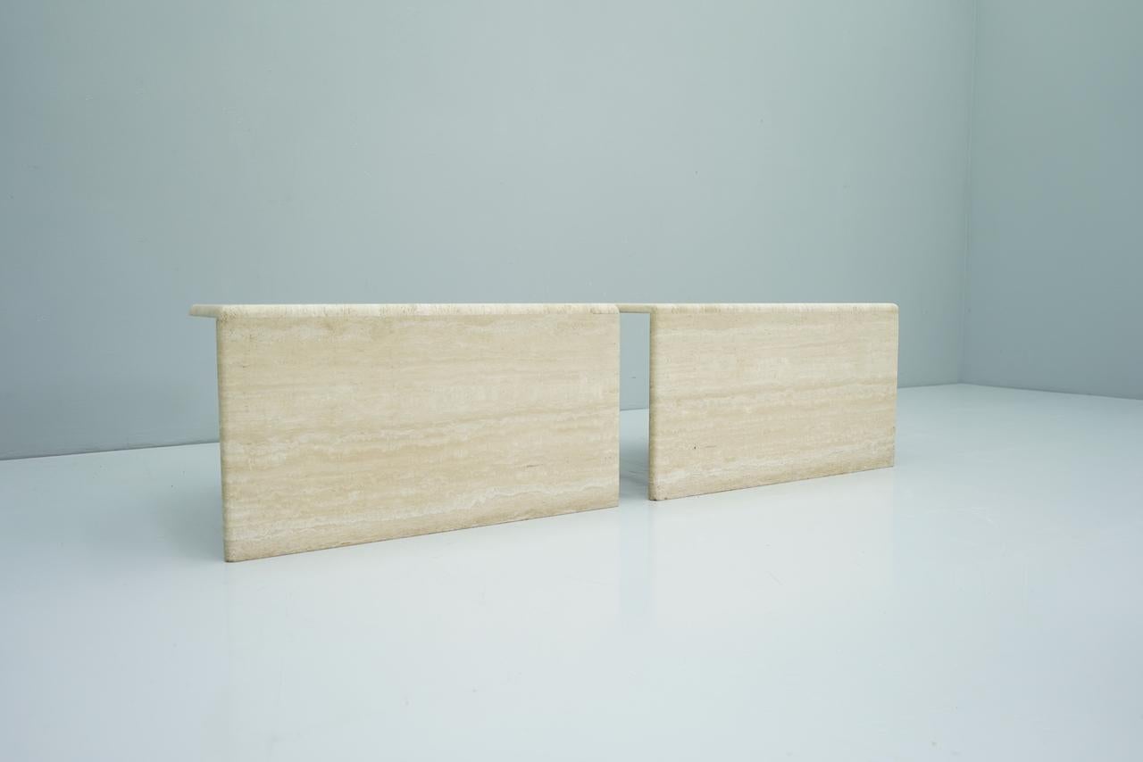 Pair of Twin Travertine Coffee or Side Tables, 1970s 9