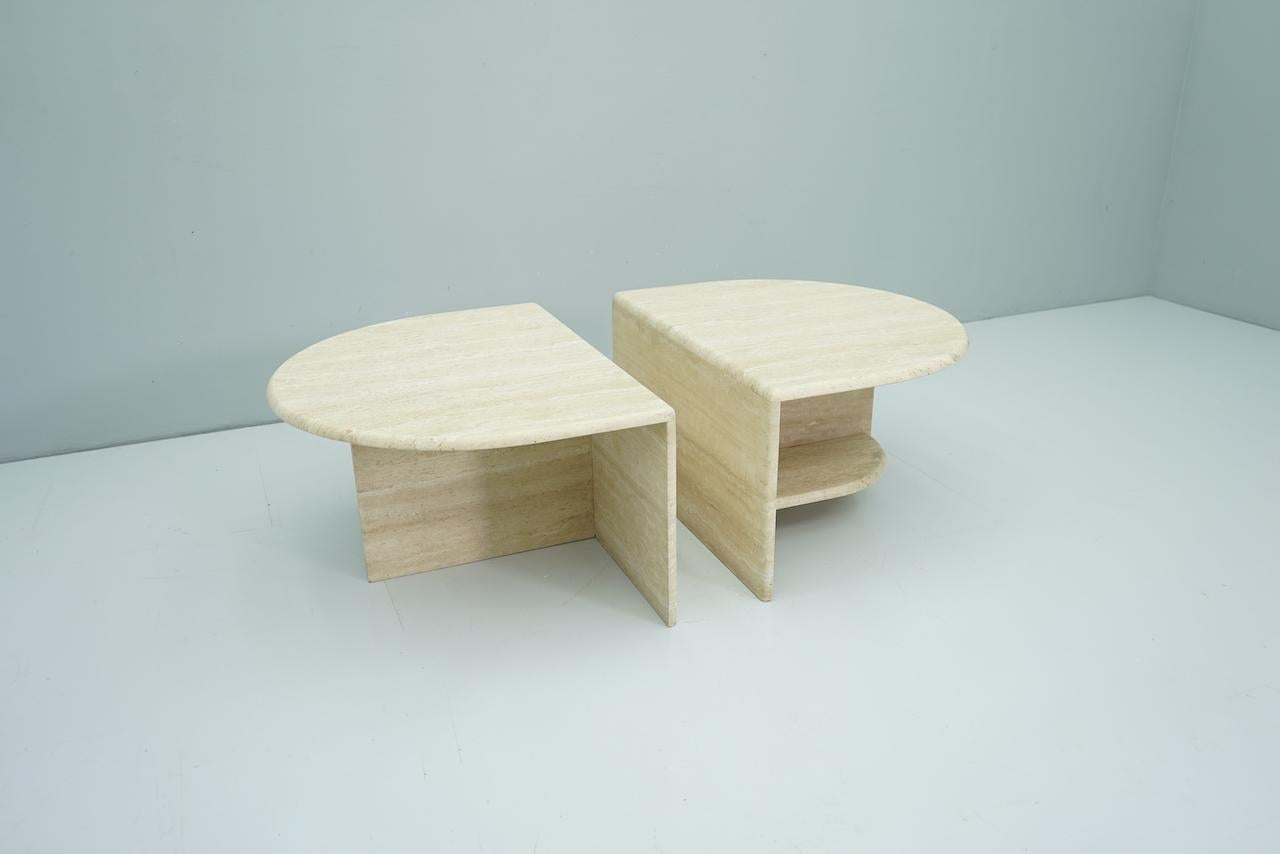 Pair of Twin Travertine Coffee or Side Tables, 1970s 2