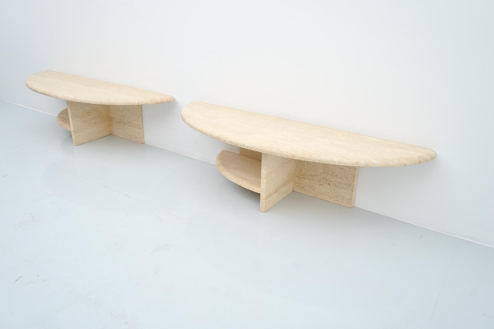 Pair of Twin Travertine Coffee or Side Tables, 1970s 1