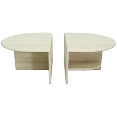 Pair of Twin Travertine Coffee or Side Tables, 1970s
