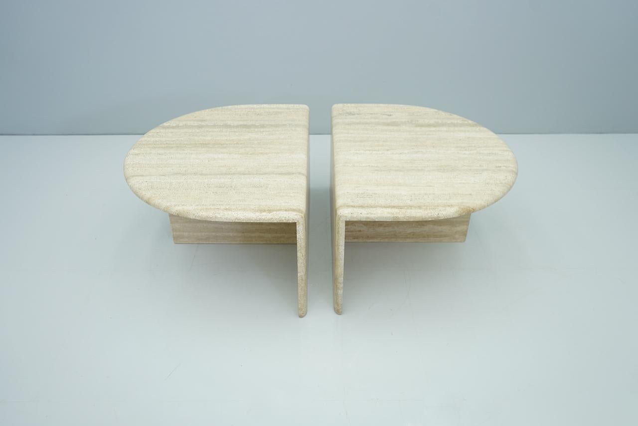 Pair of Twin Travertine Coffee Tables, 1970s 3