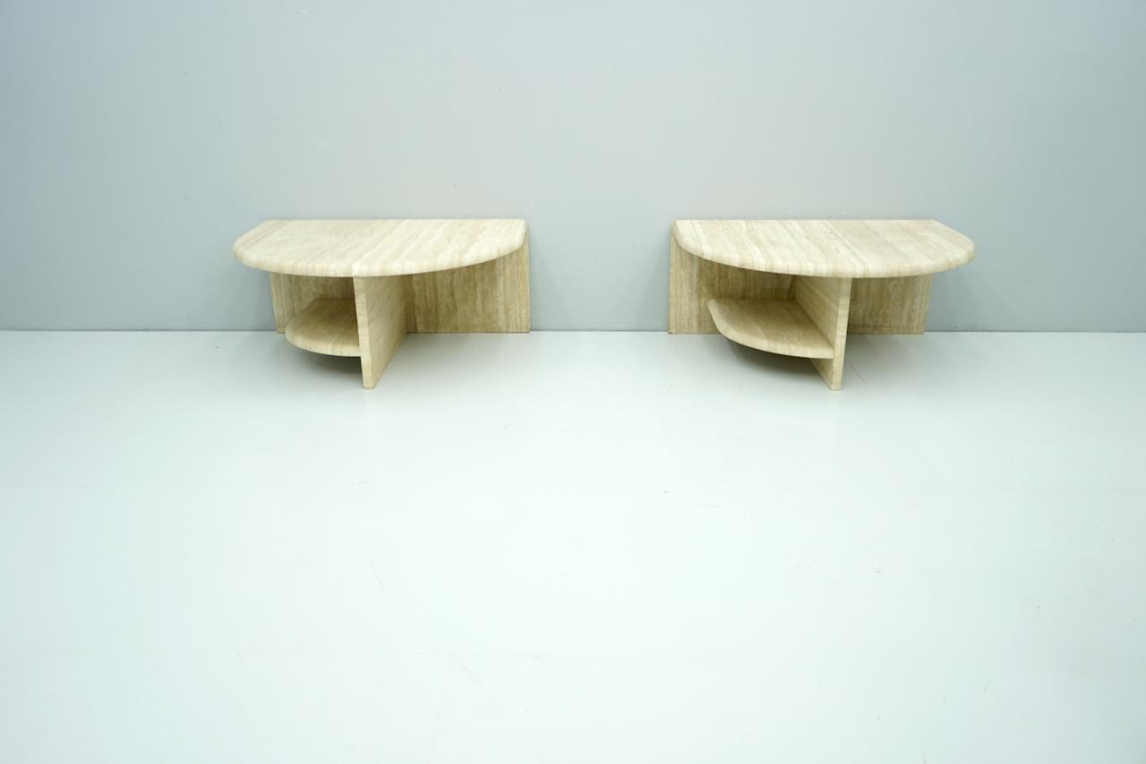 Pair of Twin Travertine Coffee Tables, 1970s For Sale 4