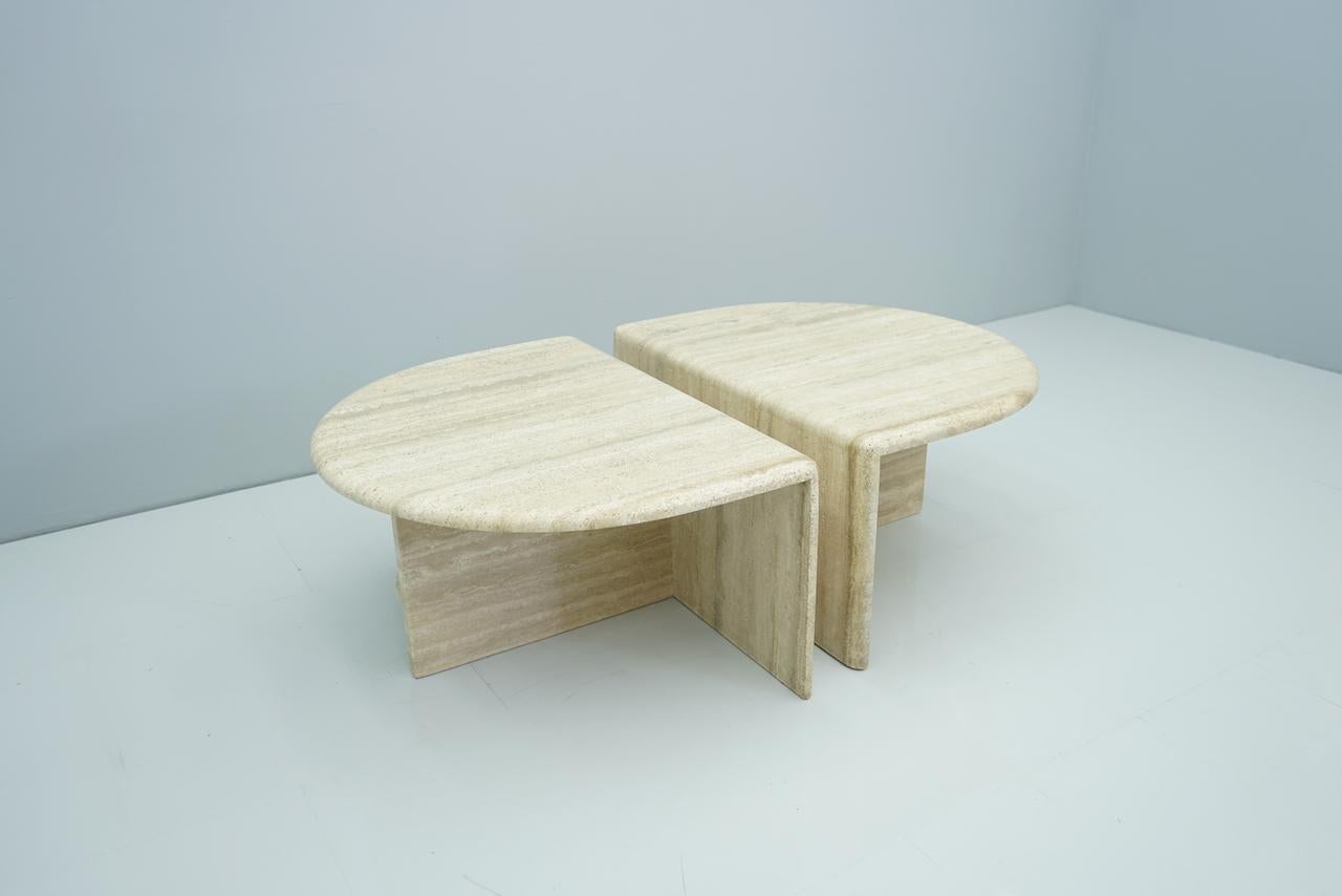 Pair of Twin Travertine Coffee Tables, 1970s 4