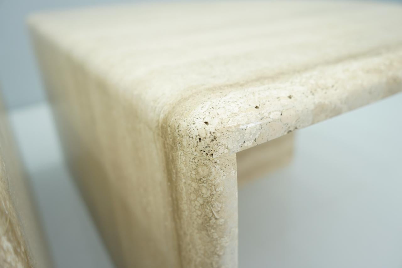 Pair of Twin Travertine Coffee Tables, 1970s 5