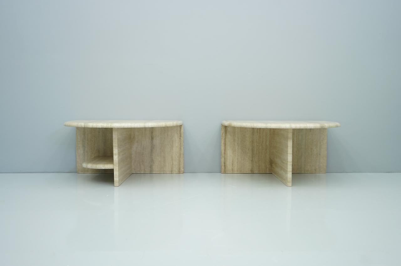Pair of Twin Travertine Coffee Tables, 1970s 7