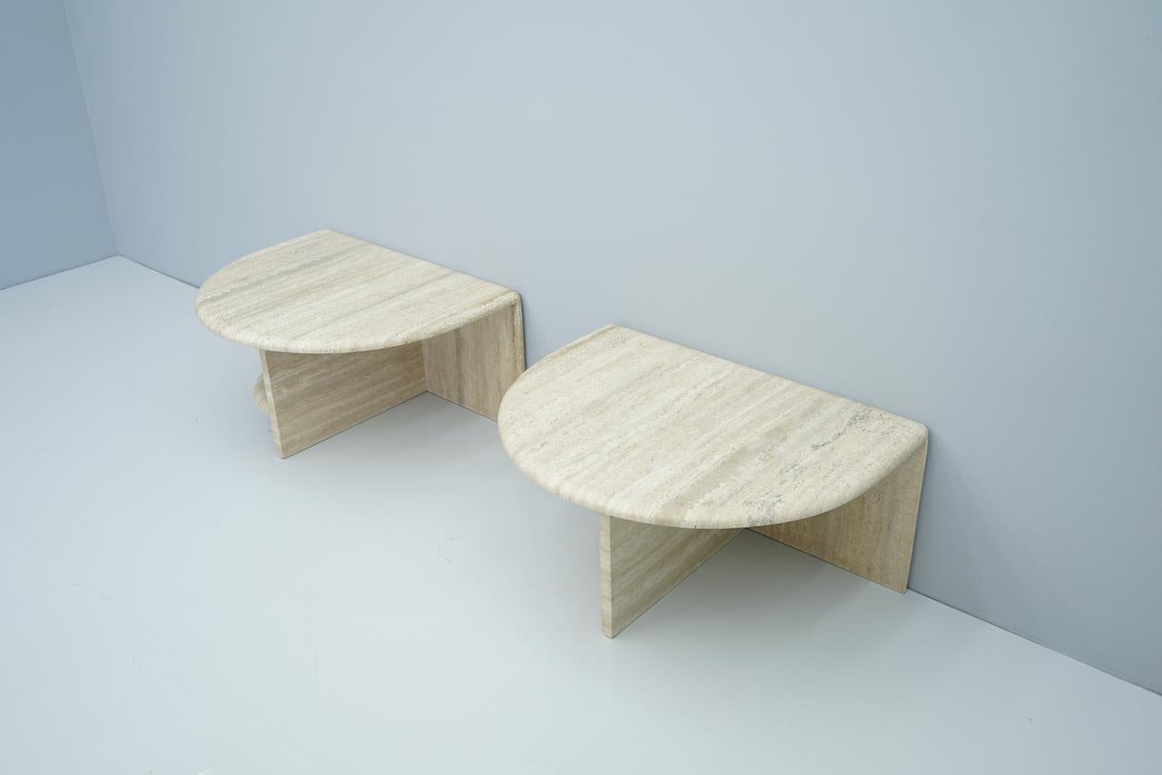 Pair of Twin Travertine Coffee Tables, 1970s 8