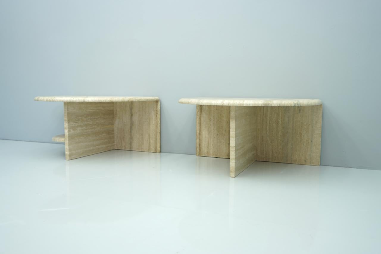Pair of Twin Travertine Coffee Tables, 1970s 10
