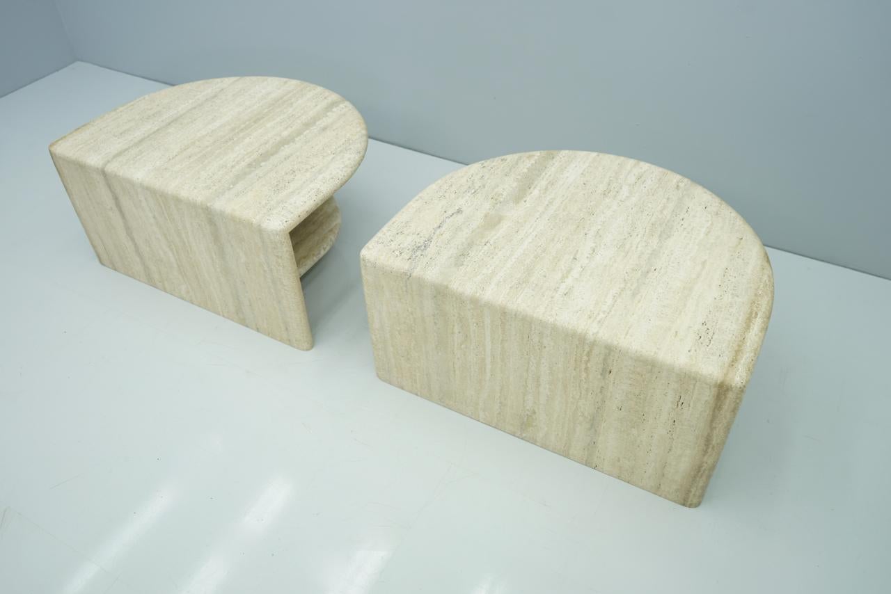 Pair of Twin Travertine Coffee Tables, 1970s 11