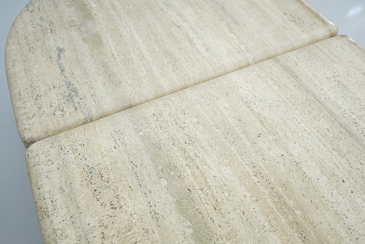 Mid-Century Modern Pair of Twin Travertine Coffee Tables, 1970s