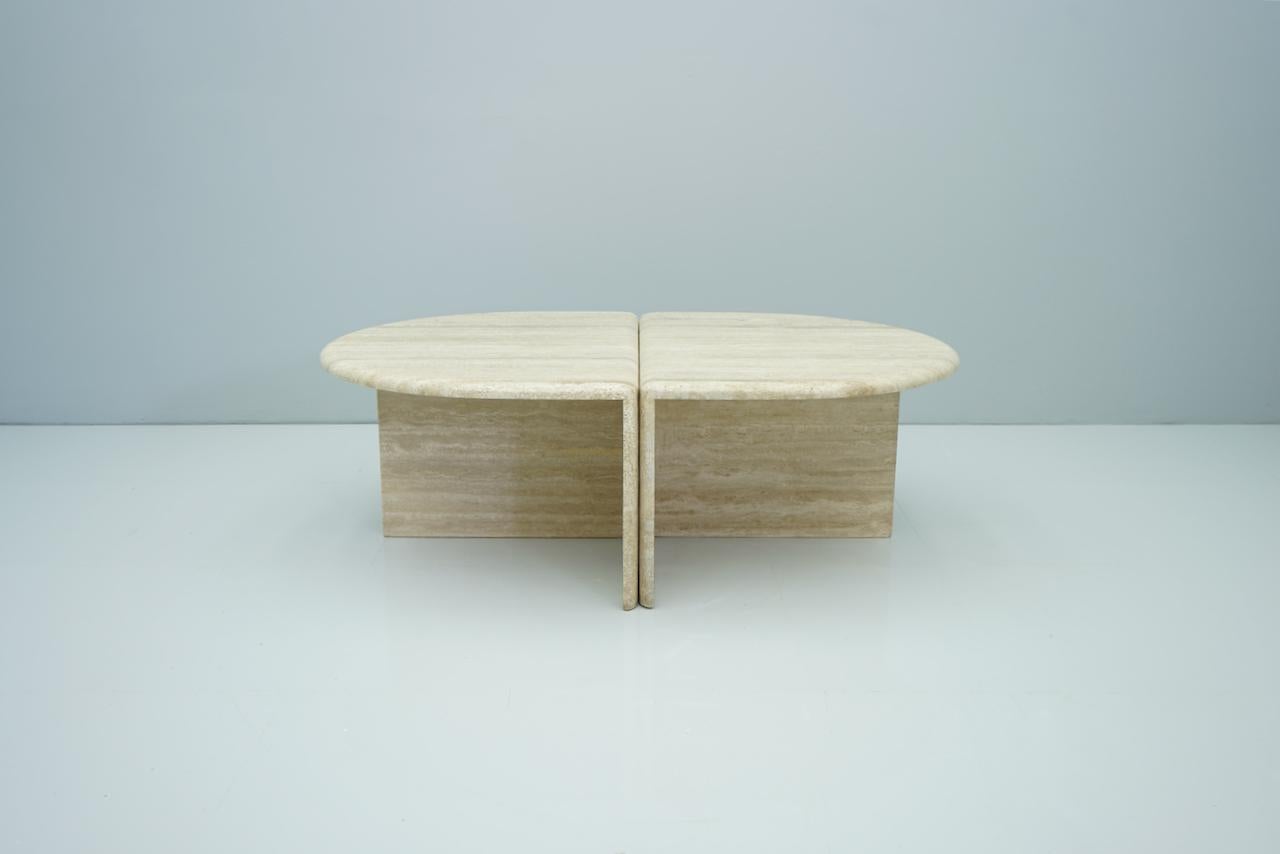 Pair of Twin Travertine Coffee Tables, 1970s In Good Condition In Frankfurt / Dreieich, DE