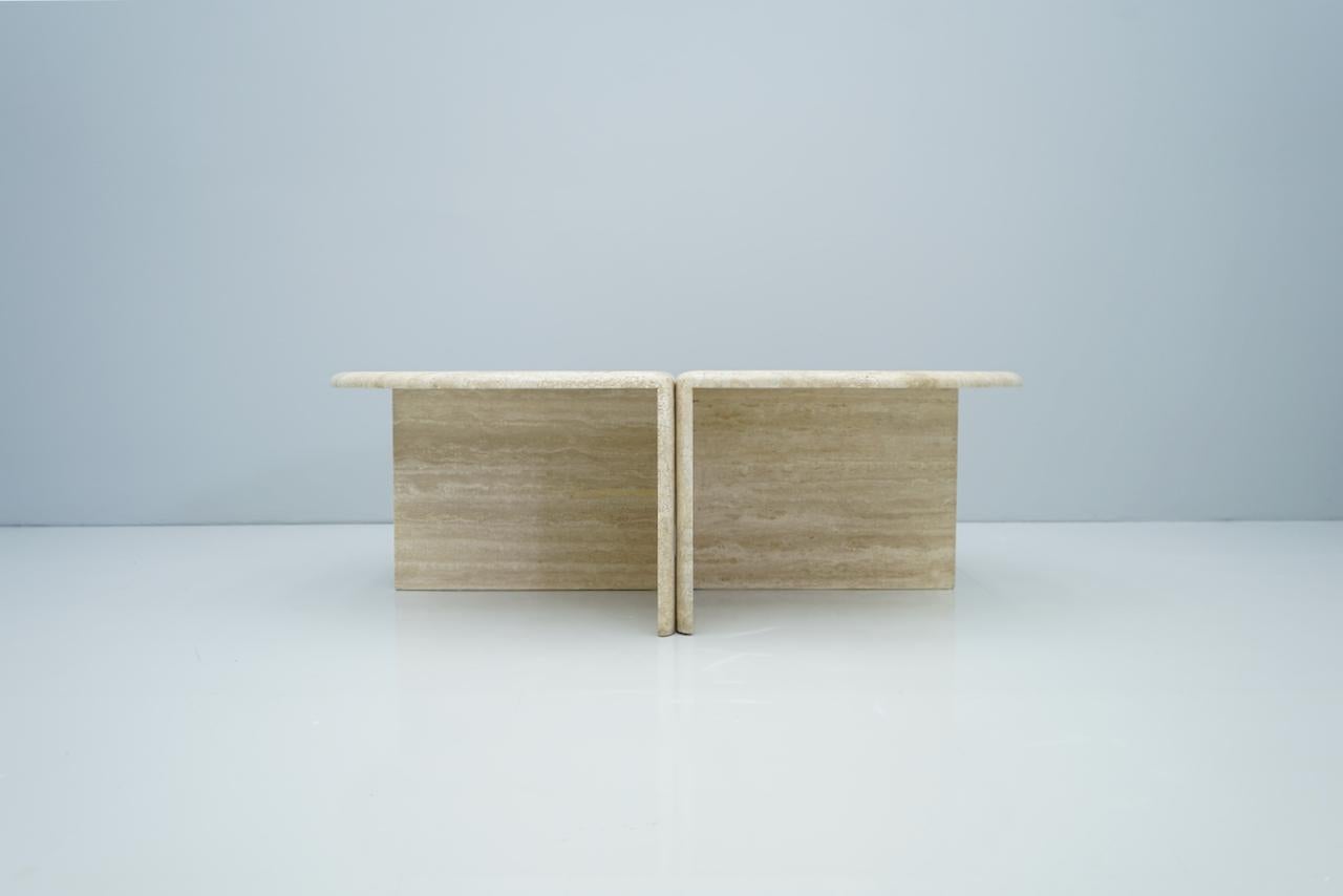 Pair of Twin Travertine Coffee Tables, 1970s 1