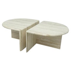 Pair of Twin Travertine Coffee Tables, 1970s