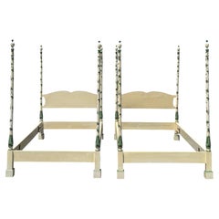 Pair of Twin Vintage Italian Poster Headboard Bed Sets