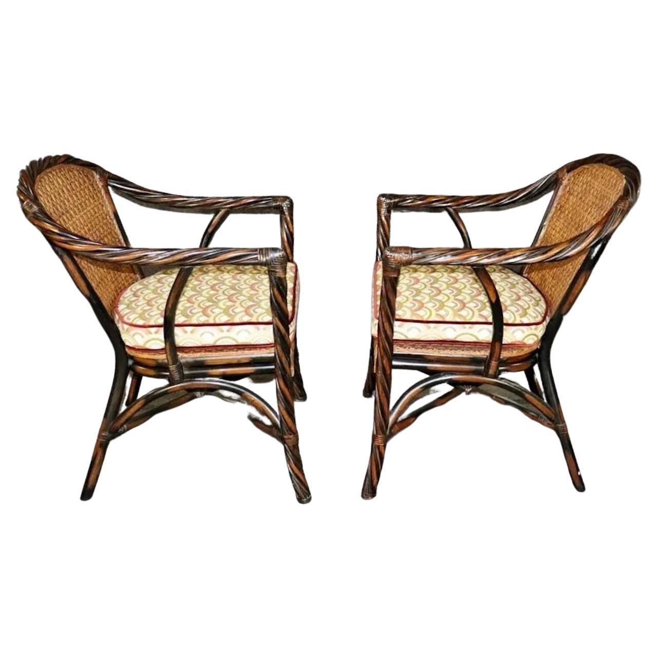 Pair of Twist Frame Wicker Chairs For Sale