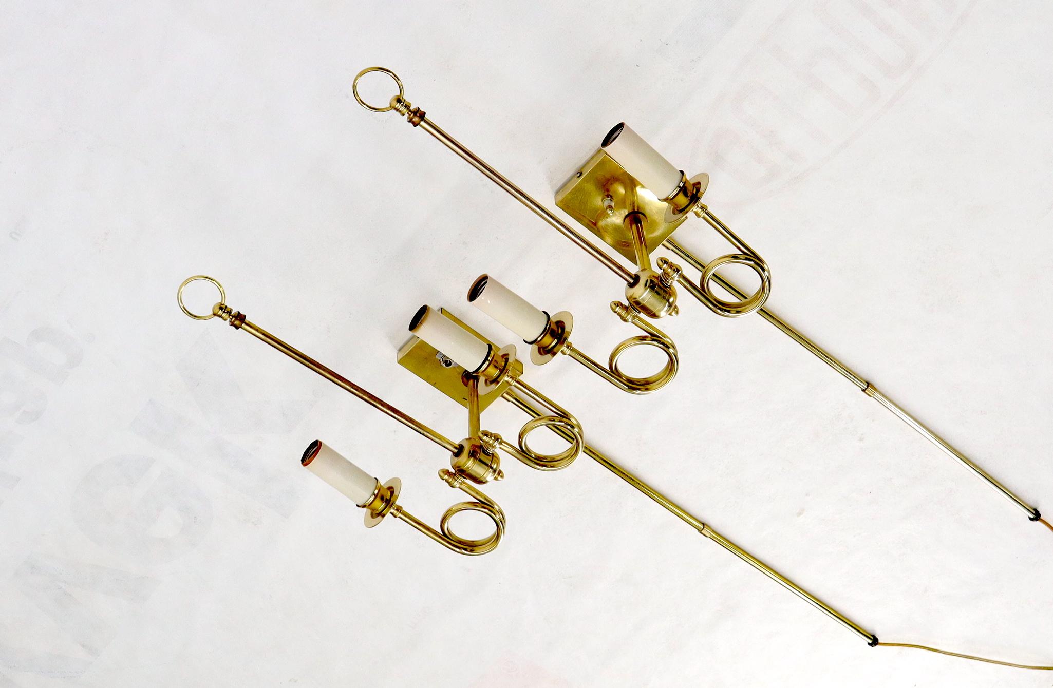 Unknown Pair of Twisted Brass Tube Trumpet Shape Sconces For Sale