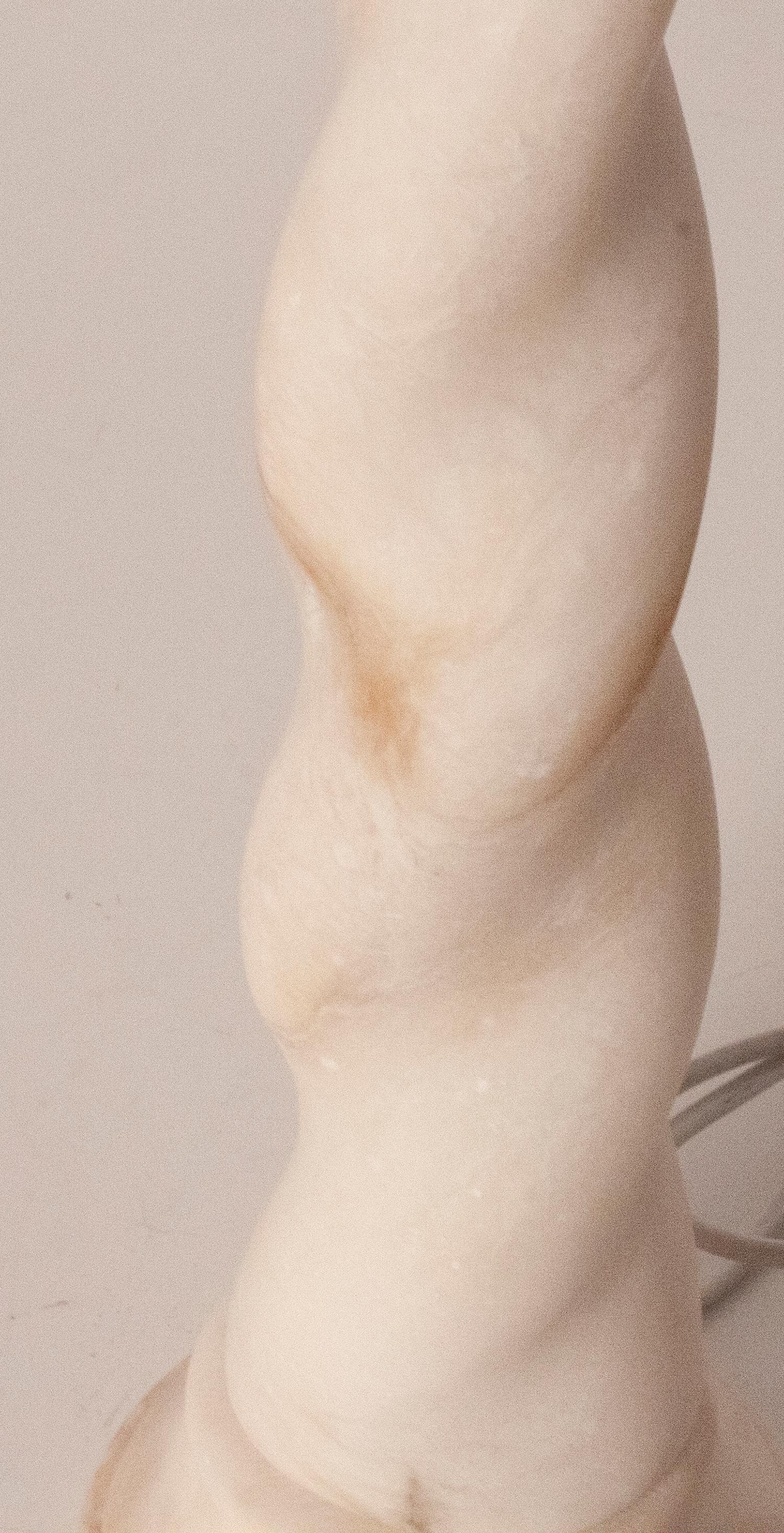 Mid-Century Modern Pair of Twisted Column Alabaster Lamps, Spain, 1940s
