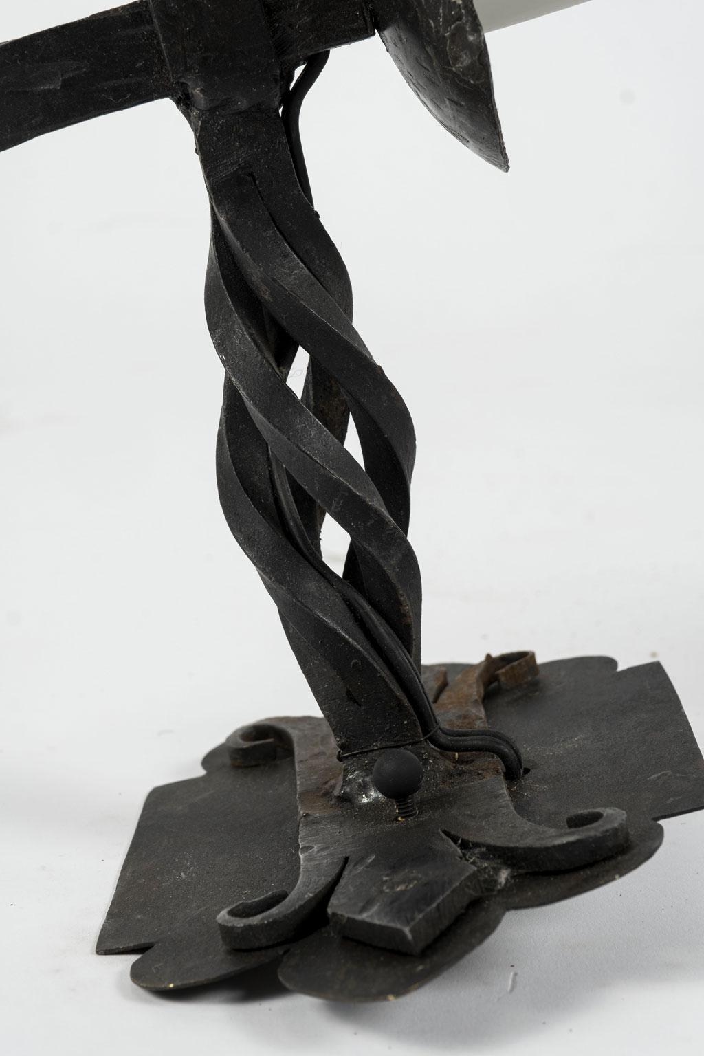 Forged Pair of Twisted Iron Single Arm Sconces