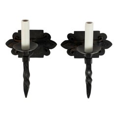 Pair of Twisted Iron Single Arm Sconces
