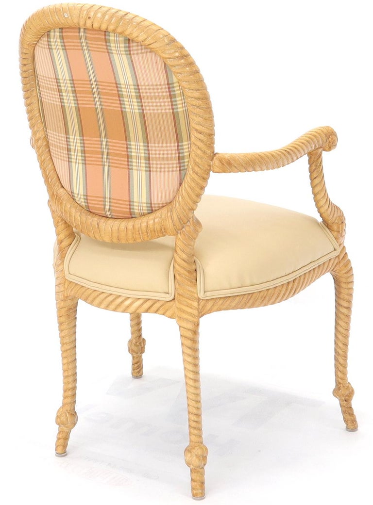 Pair of Twisted Rope Carved Wood Decorative Chairs For Sale at 1stDibs