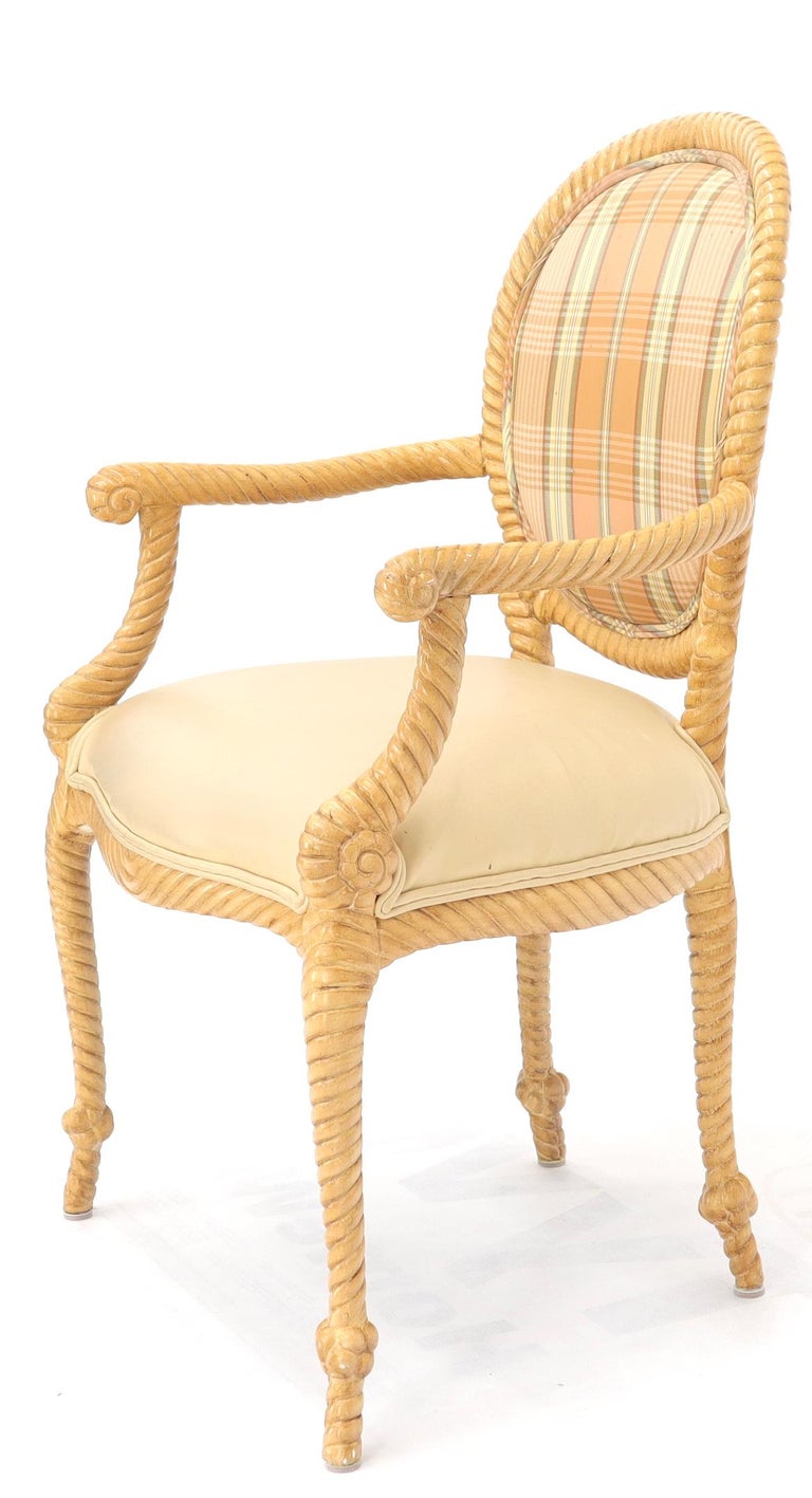 Pair of Twisted Rope Carved Wood Decorative Chairs For Sale at 1stDibs