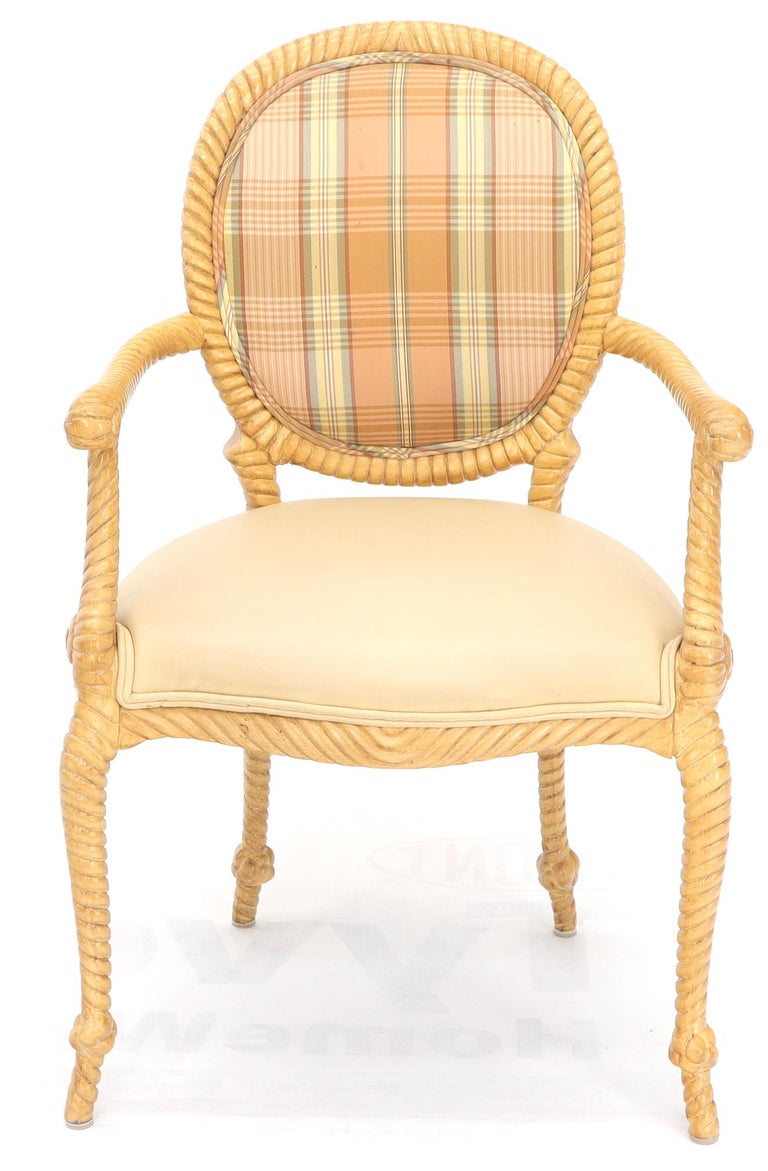 Pair of Twisted Rope Carved Wood Decorative Chairs For Sale at 1stDibs